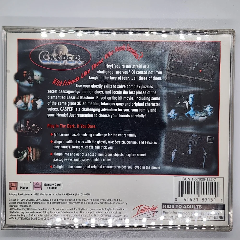 Casper (Sony PlayStation 1, 1996) CIB Tested